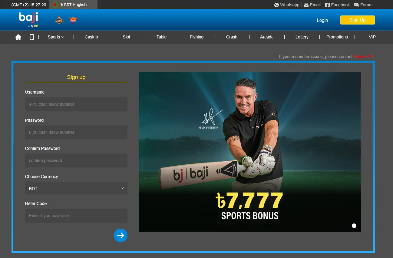 baji live sign up bonus